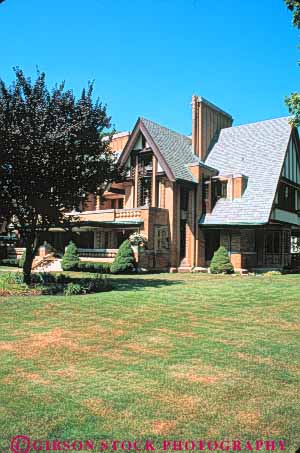 Stock Photo #9044: keywords - architect architecture brick building buildings chicago design designed famous frank home homes house houses illinois landmark lloyd modern moore nathan oak park roof slate slope slopes sloping steep style vert wright