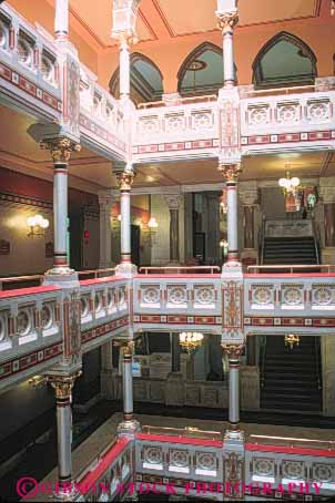 Stock Photo #9253: keywords -  architecture balconies balcony building capitol cities city classic connecticut design england floors hartford house interior interiors levels new state style town towns vert