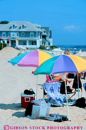 Stock Photo #14268: keywords -  beach beaches coast coastal color colorful connecticut england london new ocean park recreation region sand shore shoreline summer umbrellas vert