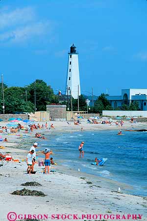 Stock Photo #14269: keywords -  and beach beaches bright coast coastal connecticut england lighthouse lighthouses london new ocean people region sand sea shore shoreline summer sunny sunshine swim swimming vert water