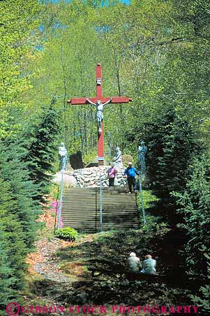 Stock Photo #14272: keywords -  chapel christian connecticut cross england historic holy litchfield lourdes new of outdoor outside people region religion religious site sites station vert