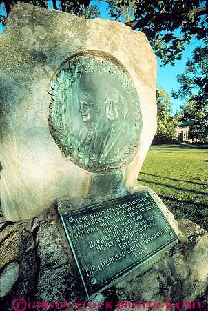Stock Photo #14273: keywords -  beecher commemorates commemorating connecticut england harriet historic litchfield monument monuments new plaque plaques region rock stone stowes vert