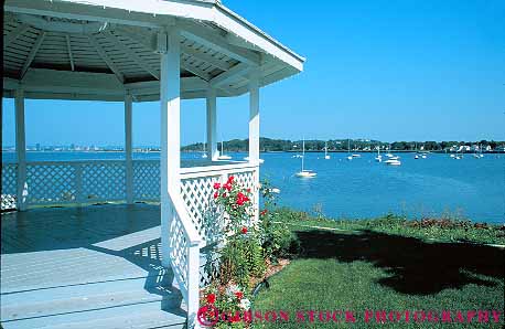 Stock Photo #13670: keywords -  bay bays boats calm coast coastal connecticut cove coves england frame frames gazebo gazebos haven horz lagoon lagoons new of peaceful protected quiet region serene shore shoreline view water white wood wooden