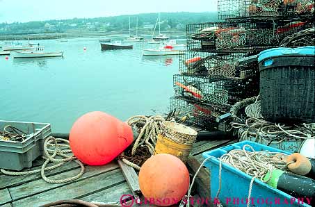 Stock Photo #14285: keywords - calm coast coastal cove coves dock england equipment fishing float floats harbor harbors horz lobster maine new ocean quiet region sea serene shore shoreline still trap traps