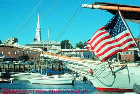 Stock Photo #9185: keywords - american boat boats camden coast coastal england flag flags harbor harbors horz in maine marina marinas new port schooner schooners ship ships shore shoreline summer