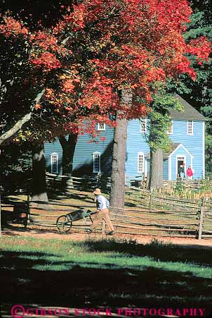 Stock Photo #14348: keywords -  architecture autumn building buildings color england fall farm farms foliage historic history living massachusetts museum museums new old people region season sturbridge vert village villages vintage
