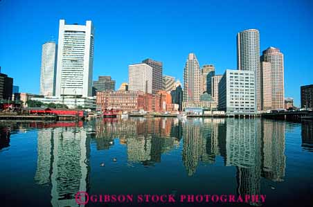 Stock Photo #7712: keywords - america american architecture boston building buildings business center cities city cityscape cityscapes downtown england high horz massachusetts modern new office reflect reflecting reflection reflects rise skyline skylines urban usa water waterfront