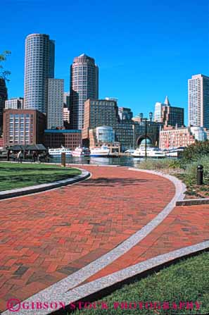 Stock Photo #7715: keywords -  america american architecture boston brick building buildings business center cities city cityscape cityscapes curve downtown england high massachusetts modern new office path pattern red rise route skyline skylines urban usa vert walkway waterfront
