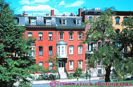 Stock Photo #9733: keywords -  architecture around boston brick building buildings bunker cities city crowded dense downtown england hill home homes horz house houses massachusetts neighborhood neighborhoods new row urban