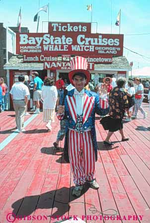 Stock Photo #9736: keywords - americana and blue boston cities city costume costumes england greet greeter greeting greets in job jobs massachusetts new patriot patriotic red sam tourist uncle urban vert waterfront white work worker workers working