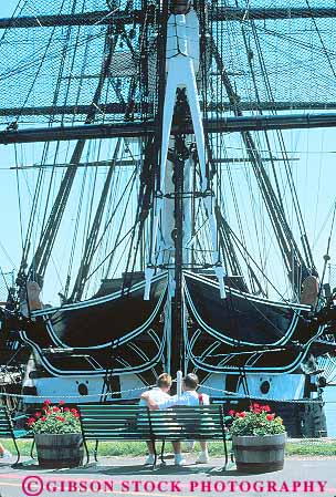 Stock Photo #12453: keywords -  american boat boats boston bow constitution history ironsides line massachusetts mast navy of old people rigging rope sail ships tourist tourists uss vert vintage