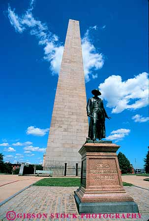 Stock Photo #12455: keywords -  american boston bunker england freedom hill historic history massachusetts memorial monument monuments new obelisk prescott statue statues stone tall trail vert