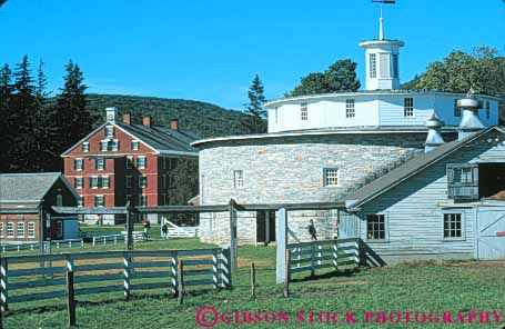 Stock Photo #9214: keywords -  architecture barn berkshires bricks building buildings design hancock historic horz masonry massachusetts old older pittsfield round shaker stone style tradition traditional village villages