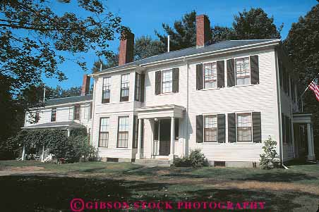 Stock Photo #14414: keywords -  american architecture colonial concord design emerson england historic history home homes horz house independence massachusetts new ralph region revolution revolutionary style waldo war wood wooden