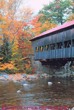Stock Photo #14451: keywords -  albany autumn bridge bridges color covered design england fall foliage hampshire highway historic kancamagus landmark landmarks near new old region river season swift tradition traditional vert vintage wood wooden