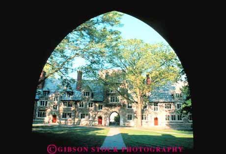 Stock Photo #14466: keywords - adults arch arches architecture building buildings campus campuses college colleges design education gothic higher horz ivy jersey league masonry new princeton stone student students style universities university