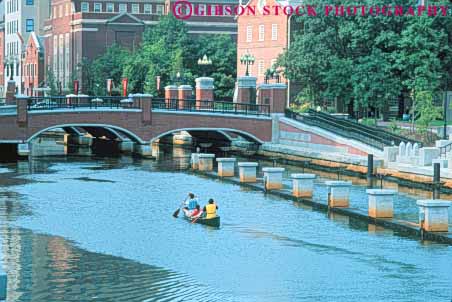 Stock Photo #9281: keywords -  canoe canoeing cities city cityscape cityscapes couple downtown england horz island new paddle paddling people providence recreation rhode river rivers sport sports urban water