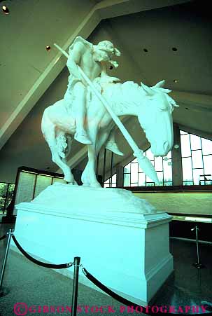 Stock Photo #14547: keywords -  american city cowboy end fame famous hall halls horse indian native of oklahoma sculpture sculptures stone trail vert