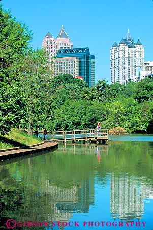 Stock Photo #11655: keywords -  atlanta buildings calm city dock docks downtown georgia in lake lakes municipal office park parks people piedmont pond ponds public reflect reflection south southern urban vert