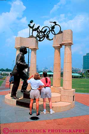 Stock Photo #11658: keywords - atlanta city commemorate coubertin de friend friends friendship georgia looking memorial memorials pair pierre south southern statue summer urban vert woman women