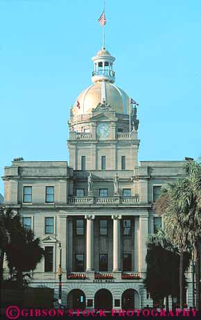 Stock Photo #14586: keywords - architecture building buildings city design destination dome georgia gold golden greek hall historic municipal public region savannah south southern style tall travel vert