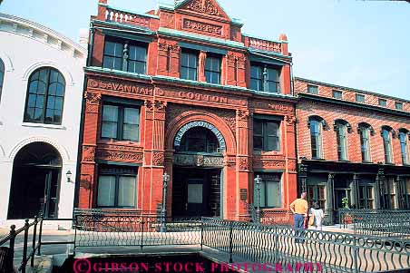 Stock Photo #14597: keywords - architecture brick building cotton couple design destination exchange georgia historic horz old people red region savannah south southern style travel vintage