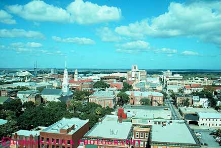 Stock Photo #14598: keywords -  above architecture buildings design destination downtown elevate elevated georgia historic horz overhead overview panorama panoramic region savannah south southern style town towns travel urban view views