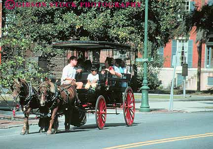 Stock Photo #14599: keywords -  attraction carriage carriages destination georgia historic horse horses horz region savannah south southern tour tourist tourists tours travel