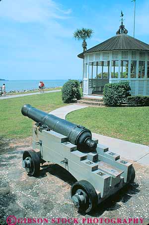 Stock Photo #14656: keywords -  cannon cannons coast coastal communities community destination display gazebo georgia historic island lighthouse replica replicas resort resorts saint shore shoreline simons st st. summer travel vacation vert