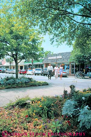 Stock Photo #14660: keywords -  business center city coast coastal communities community cross crosses crossing destination district downtown georgia island parking pedestrian pedestrians people resort resorts road roads saint shore shoreline simons small st st. store stores street streets summer town towns travel vacation vert walk walker walkers walking