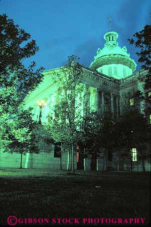 Stock Photo #14665: keywords -  architecture building buildings capitol capitols carolina columbia dark design dusk erie evening exterior fluorescent greek house legislature lighting lights night outside south state style vert