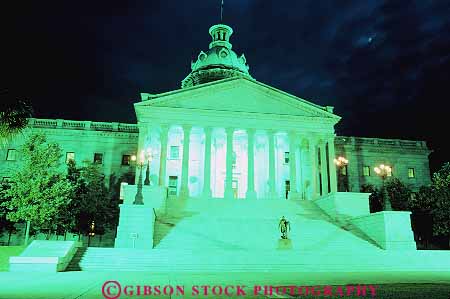 Stock Photo #14666: keywords -  architecture building buildings capitol capitols carolina columbia dark design dusk erie evening exterior fluorescent greek horz house legislature lighting lights night outside south state style