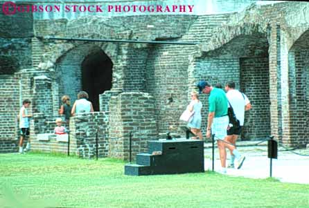 Stock Photo #9626: keywords -  american attraction brick bricks brickwork carolina charleston civil fort fortification fortified forts historic history horz military monument monuments national site sites south summer sumpter tourist tourists visitors war