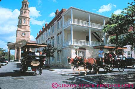 Stock Photo #9633: keywords -  carolina carriage carriages charleston destination historic horse horz south street streets tour tourist tourists tours travel