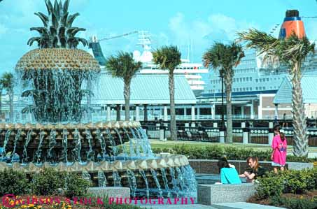 Stock Photo #9640: keywords -  around carolina charleston city fountain garden gardens girl girls horz landscape landscaping municipal outdoor outside palm park parks people public south tree trees waterfront