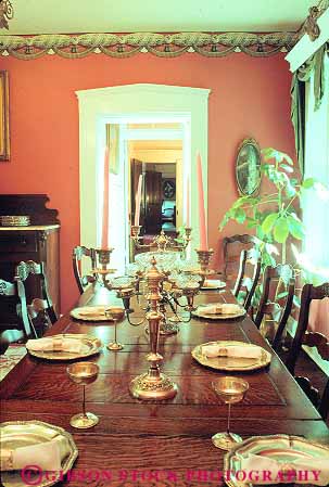 Stock Photo #14710: keywords -  antique antiques cedar dining grove historic home homes house houses interior interiors mississippi old region room site sites south southern table vert vicksburg vintage