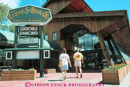 Stock Photo #14856: keywords - bridge cedar communities community destination enclosed entrance entry exterior horz idaho mall malls market markets mountain mountains outdoor outside people person public quaint region resort resorts rocky sandpoint shop shopper shoppers shopping small street summer vacation