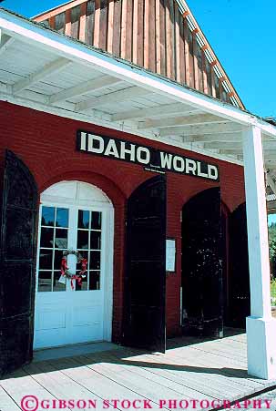 Stock Photo #14860: keywords -  architecture building city design historic idaho mining motif newspaper old publishing style town vert vintage west western wood wooden