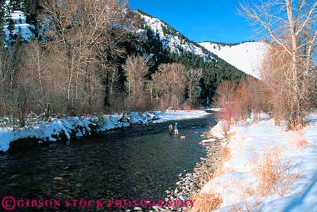 Stock Photo #14873: keywords - (center) big chilly cold communities community destination fish fishermen fishing horz idaho ketchum landscape men mountain mountains people person recreation region resort resorts river rivers rocky scenery scenic season small snow sport sun town towns travel vacation valley water winter wood