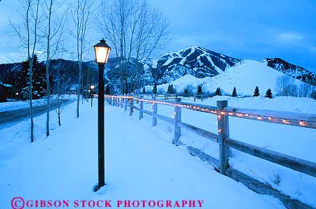 Stock Photo #14874: keywords -  communities community dark dawn destination evening horz idaho lamp lamps lighting lights mood moody morning mountain mountains recreation region resort resorts rocky ski snow sun tense travel vacation valley winter