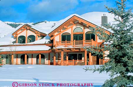 Stock Photo #14882: keywords -  building communities community design destination expensive home homes horz house houses idaho log logs mountain mountains peak recreation region resort resorts rocky roof ski snow style sun travel upscale vacation valley winter