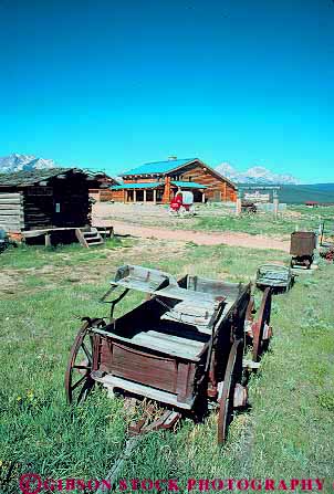 Stock Photo #14918: keywords -  c design idaho landscape motel motels motif mountain mountains ranch region rocky scenery scenic stanley style triangle vert wagon wagons west western