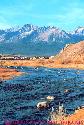 Stock Photo #14919: keywords -  autumn color fall foliage idaho landscape mountain mountains region remote river rivers rocky rural scenery scenic stanley town towns vert