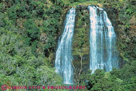 Stock Photo #8691: keywords -  destination falls hawaii hawaiian horz island islands kauai landscape nature oppaekaa resort resorts scenery scenic splash travel tropical usa vacation waterfall waterfalls wilderness