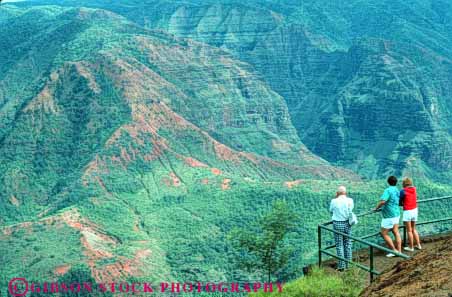 Stock Photo #8704: keywords -  canyon coast coastal destination erosion hawaii hawaiian horz into island islands kauai look looking lush marine maritime nature ocean people rainforest resort resorts sea seashore seawater see seeing shore shoreline steep tourist tourists travel traveler travelers tropical usa vacation visitor waimea water