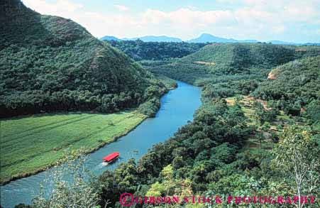 Stock Photo #8705: keywords -  boat boats destination excursion ferries ferry hawaii hawaiian horz island islands kauai resort resorts ride rides river stream tour tourist tourists travel trip trips tropical usa vacation wailua water