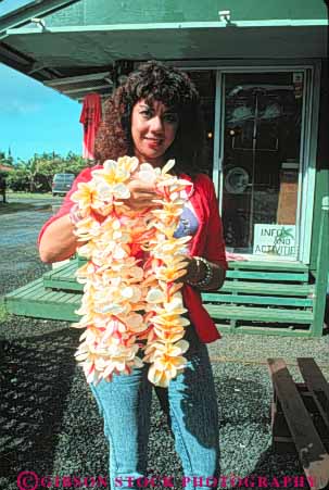 Stock Photo #8709: keywords - craft crafted destination flower flowers fresh hanalei handcraft hawaii hawaiian island islands kauai lei leis makes necklace necklaces plumaria resort resorts sells travel tropical usa vacation vert woman