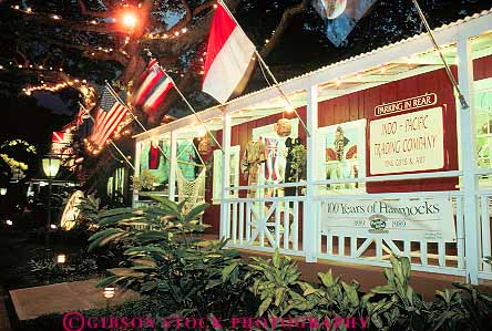 Stock Photo #14996: keywords - attraction building destination hawaii hawaiian historic horz island islands kauai koloa lighting lights night old shop shops store stores tourist town travel tropic tropical tropics vacation vacationing vacations vintage