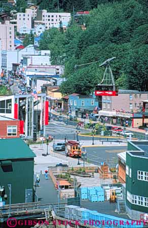 Stock Photo #10423: keywords - alaska and buildings business businesses busy downtown elevate elevated franklin juneau mount mt mt. roberts street streets tram vert view waterfront