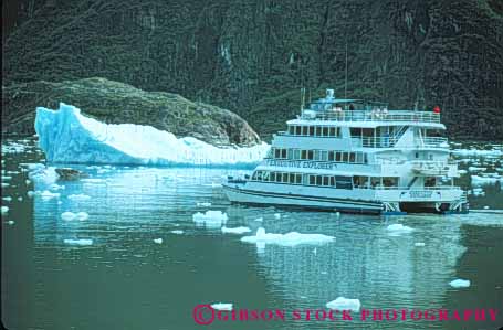 Stock Photo #10429: keywords -  alaska arm boat boats climate climatology cold environment fjord glaciation glacier glaciers horz ice icy in level ocean sea snow tour tracey winter